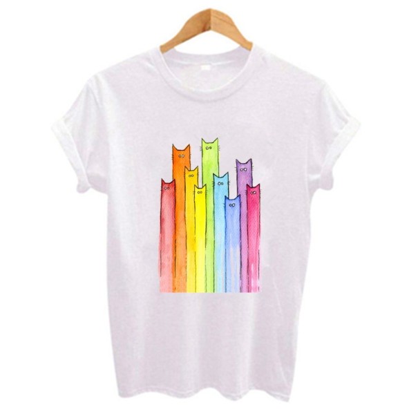 Regenbogen-T-Shirt für Damen L