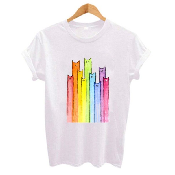 Regenbogen-T-Shirt für Damen XL