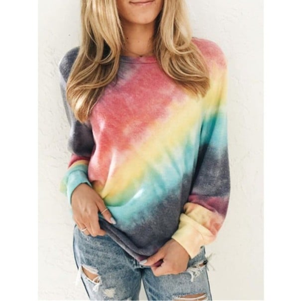 Regenbogen-Top für Damen mit langen Ärmeln rot 4XL