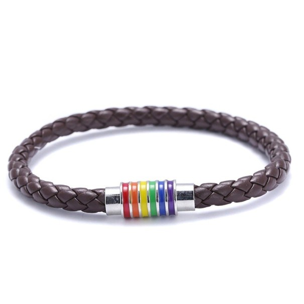 Regenbogenarmband aus Leder silbern 2