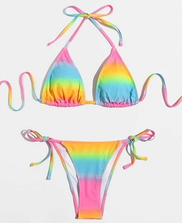 Regenbogenbikini für Damen M