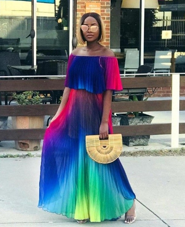 Regenboog zomer maxi-jurk L 4