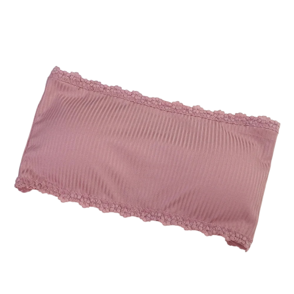 Reggiseno bandeau da donna con bordo in pizzo taglia universale nylon elastan per uso quotidiano sotto i vestiti rosa