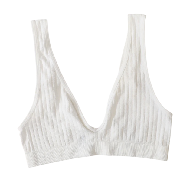 Reggiseno da donna senza chiusura con motivo a coste in materiale elastan nylon elastico per un comfort ottimale e un supporto leggero bianco XL