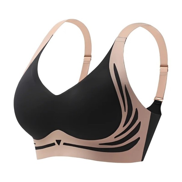 Reggiseno da donna senza cuciture con spalline larghe e coppe sagomate in nylon senza ferretto per uso quotidiano nero S
