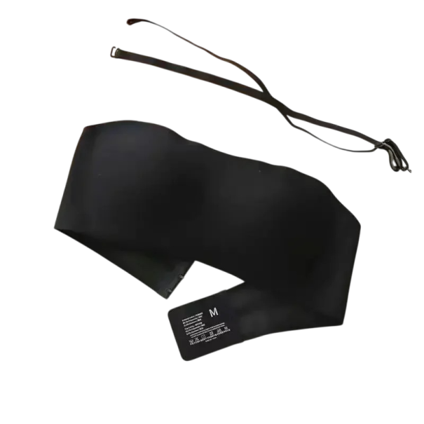 Reggiseno da donna senza spalline forma liscia materiale elastico in poliestere spandex realizzazione senza cuciture per abiti e top nero S