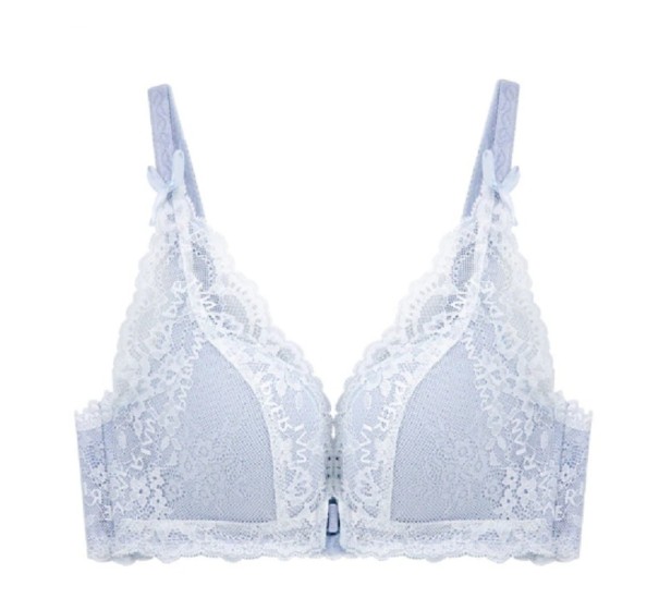 Reggiseno in pizzo con chiusura frontale blu 80B