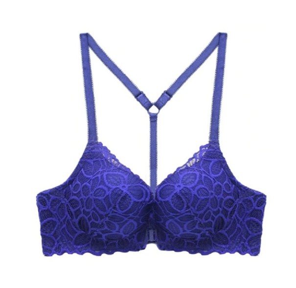 Reggiseno in pizzo da donna con chiusura anteriore blu 80C