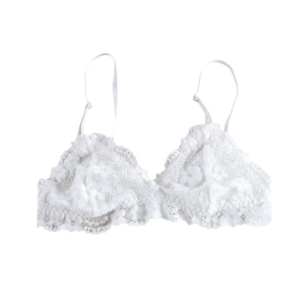 Reggiseno in pizzo per donna con coppe a triangolo senza imbottitura in elastan nylon leggero intimo per uso quotidiano bianco L
