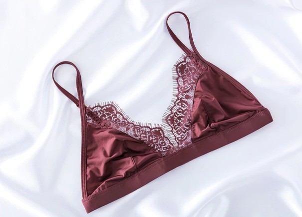 Reggiseno in raso con pizzo J2724 bordeaux S