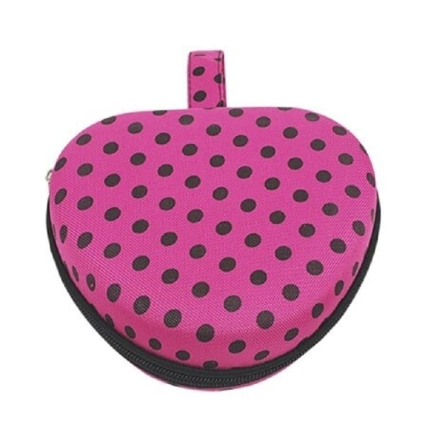 Reis etui voor ondergoed in de vorm van een aardbei Materiaal EVA met stofbedekking Gestippeld patroon Ritsluiting 14 x 16 x 6 cm donkerroze