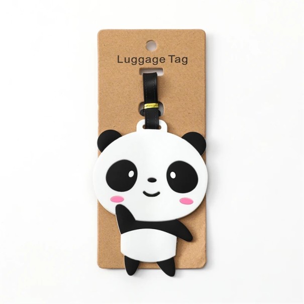 Reisbagage label met panda motief 10,5 × 10,5 cm siliconen zwart-wit identificatielabel voor koffer of reistasje 1