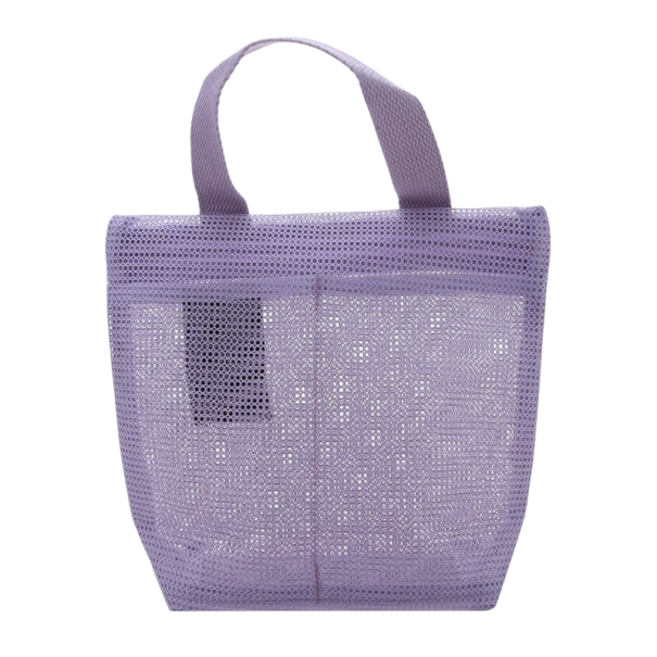 Reise-Make-up-Tasche aus Netzstoff, 21 x 19 x 7 cm, Hänge-Organizer für Kosmetik und Toilettenartikel, Dusch- und Badezimmertasche lila