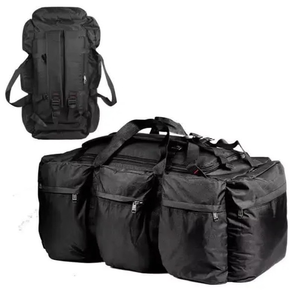 Reise-Rucksack und Tasche 100 l Hauptfach öffnet sich von hinten Seitentaschen und gepolsterte Träger Für Trekking, Camping schwarz