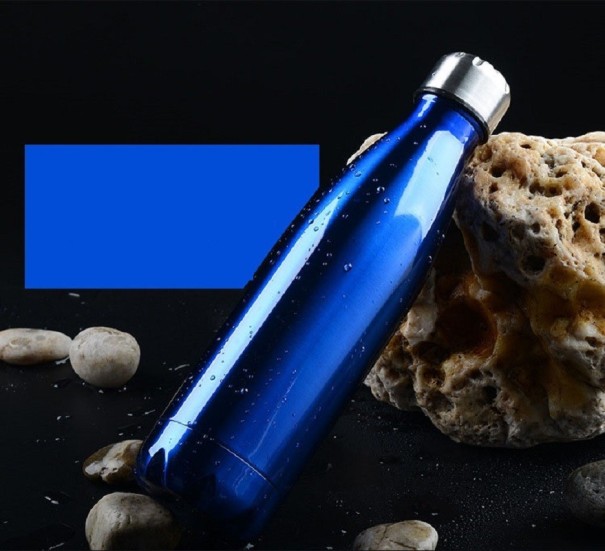 Reiseflasche aus Edelstahl blau M