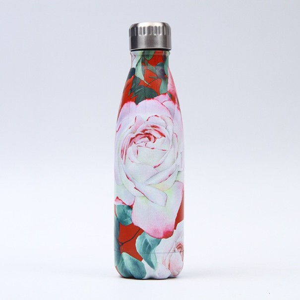 Reiseflasche aus Edelstahl mit Blumenmotiv 12