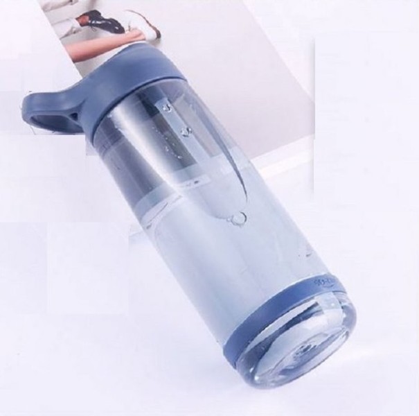 Reiseflasche mit Strohhalm blau L