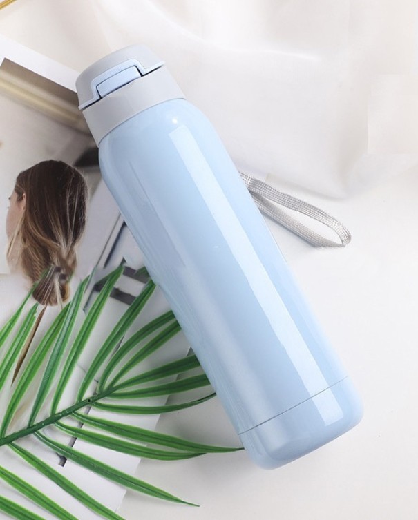 Reiseflasche mit Strohhalm C190 blau L