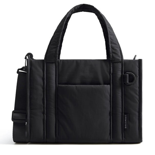 Reisetasche für Frauen gesteppte Crossbody-Handtasche mit Reißverschluss und abnehmbarem Schultergurt 28 x 20 x 13 cm Polyester Tasche für Arbeit und Schule schwarz
