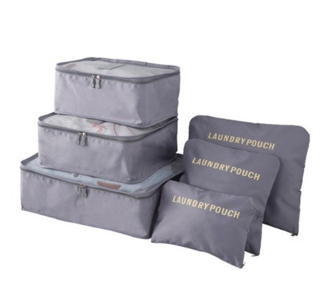 Reiskoffer organizers - 6 stuks grijs