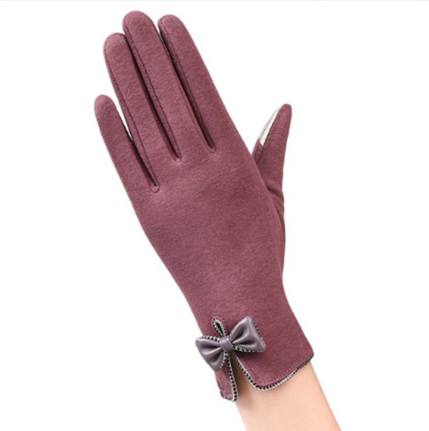 Rękawiczki damskie luksusowe z kokardą J2916 ciemny róż