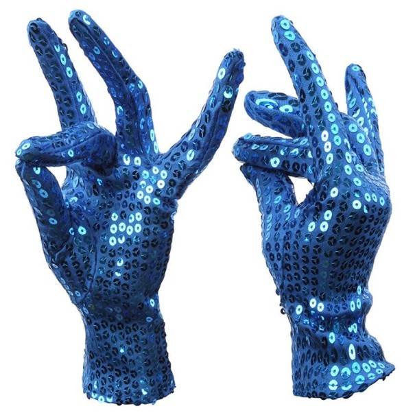 Rękawiczki damskie z cekinami niebieski