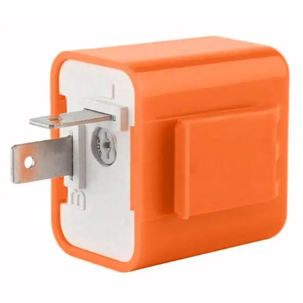 Relæmodstand 12V til LED-blinklys 2-benet 3,5x3,5x2,7 cm Blinkhastighedsregulator 50–200 cyklusser/min Mod hurtig LED-blinkning orange