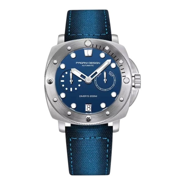 Relógios automáticos de luxo para homem com data Indicador de reserva de marcha À prova de água 200 m Caixa de 41 mm Aço inoxidável Bracelete azul