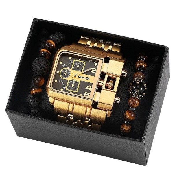 Relógios com pulseiras para homens 3 pcs preto