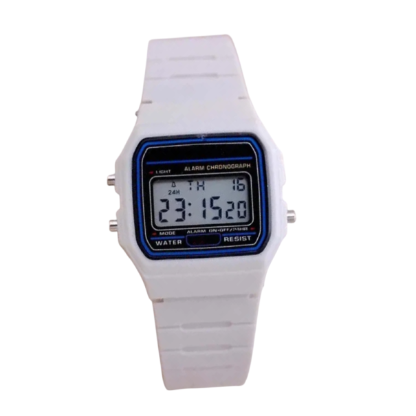 Relógios desportivos digitais para homens com ecrã LED Bracelete de silicone à prova de água 22 cm Relógios de pulso Diâmetro do mostrador 33 mm branco