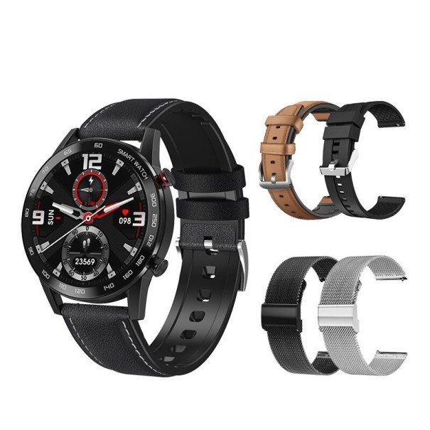 Relógios inteligentes masculinos com 4 pulseiras intercambiáveis preto