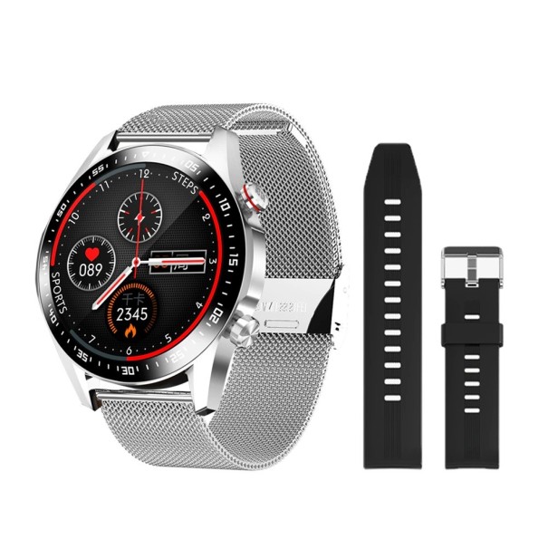 Relógios inteligentes masculinos com pulseira extra K1187 prateado