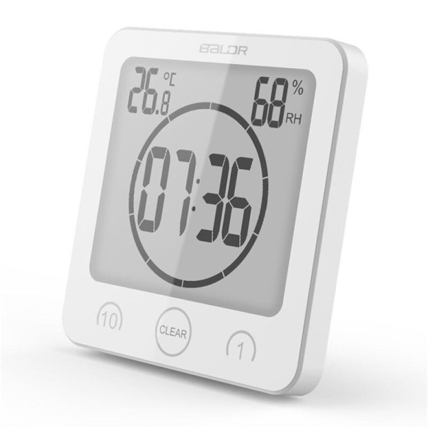 Reloj de baño digital con ventosa blanco