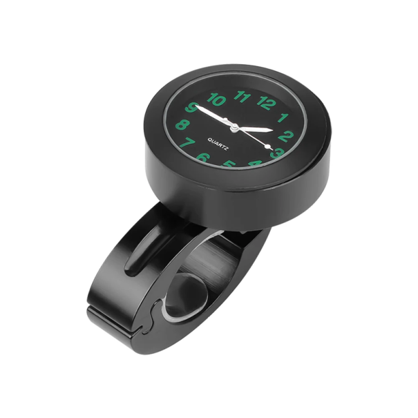 Reloj de manillar de motocicleta de acero inoxidable, resistente al agua, a prueba de golpes, con visión nocturna, hebilla de 22/25 mm negro