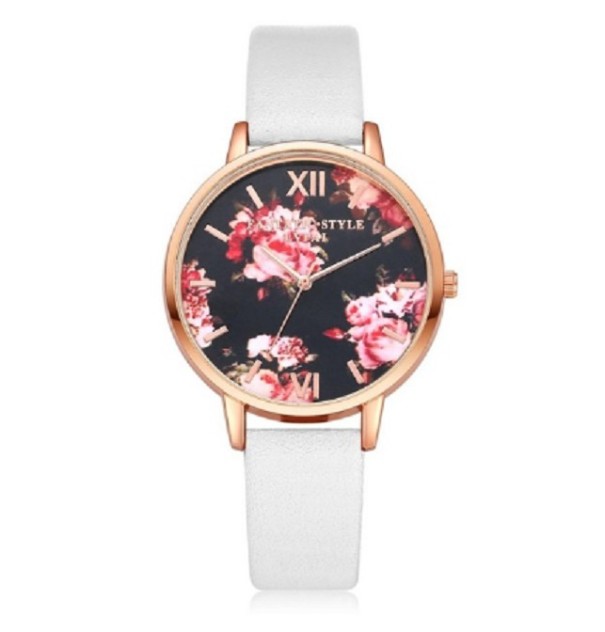 Reloj de mujer con esfera floral J3193 blanco