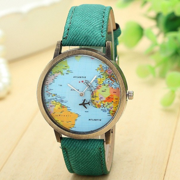 Reloj de mujer con mapa del mundo J3114 verde