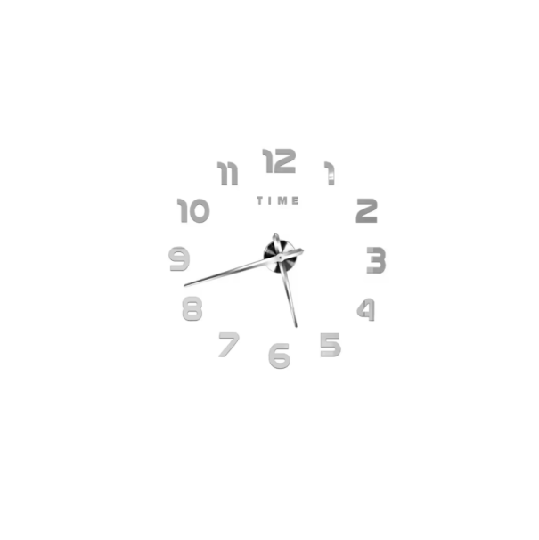 Reloj de pared autoadhesivo acrílico 3D Diseño moderno Variantes luminosas y de color Sin marco Funcionamiento silencioso Apto para sala de estar y oficina plateado