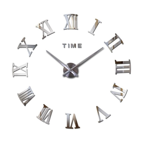 Reloj de pared autoadhesivo G1691 plateado 68,5 cm