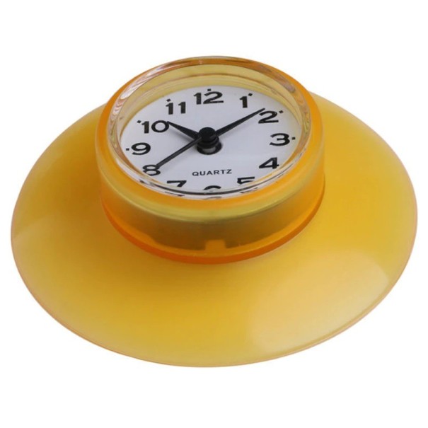Reloj de pared con ventosa amarillo