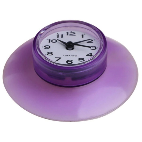Reloj de pared con ventosa morado