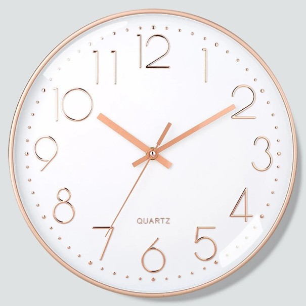 Reloj de pared silencioso de 20 cm, esfera de plástico con relieve 3D, sin tictac, para apartamento, oficina, cocina y sala de estar. blanco