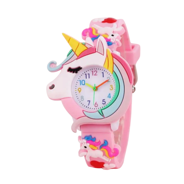 Reloj de unicornio para niños, reloj de silicona colorido para niños con manecillas, reloj analógico con esfera de 3 cm, bonito reloj de pulsera. 2