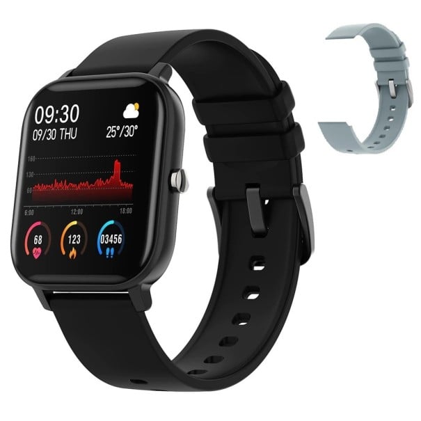 Reloj inteligente con correa de repuesto gris