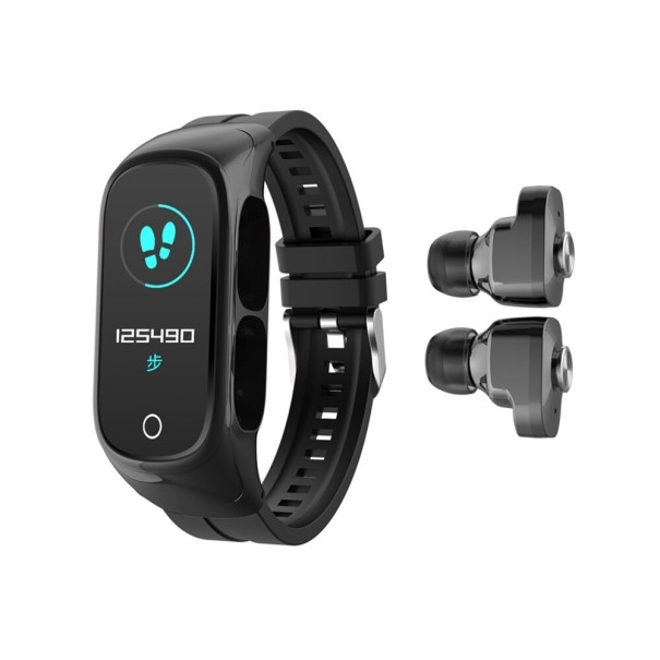 Reloj inteligente de fitness con auriculares integrados negro