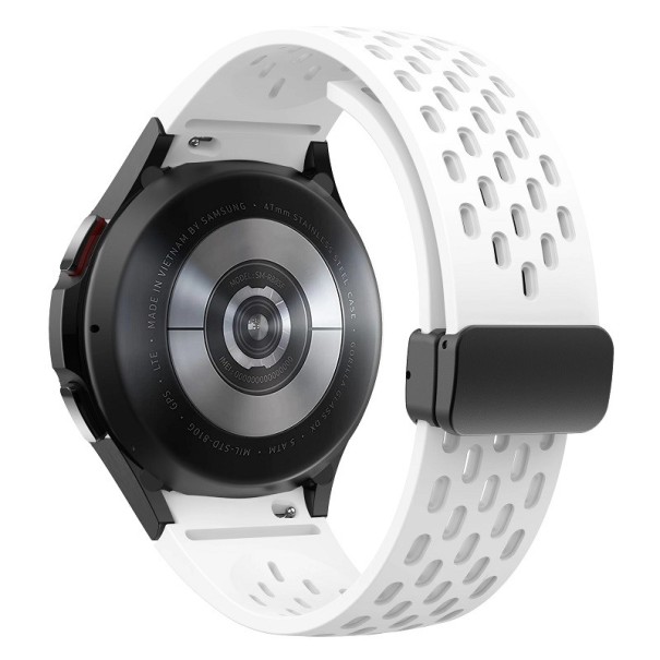 Remienok na hodinky Samsung Galaxy Watch 4/5/6 40 mm Silikónový remienok na hodinky s čiernou prackou biela