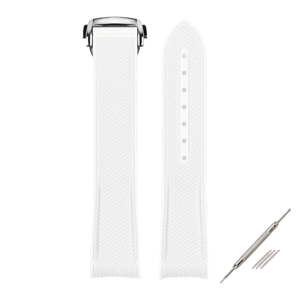 Řemínek 20 mm pro Omega X Swatch MoonSwatch Sport Silikonový kaučukový skládací pásek pro Seamaster 300 s příslušenstvím na opravu řemínku bílá