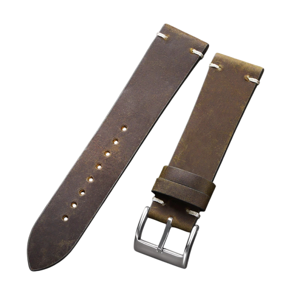 Řemínek na hodinky 20 mm pro Omega a Seiko Olejový voskovaný kožený pásek z hovězí kůže Ručně šitý řemínek ve stylu starého vzhledu hnědá