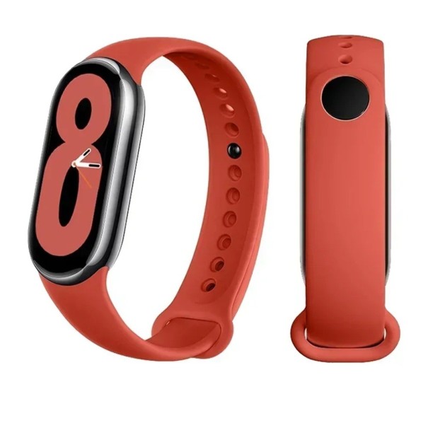 Řemínek na hodinky 22 cm pro Xiaomi Mi Band 9 Smart Mi Band 9 Mi Band 8 Mi Band 8 NFC Silikonový sportovní náhradní pásek Voděodolný řemínek pro Miband 8–9 červená
