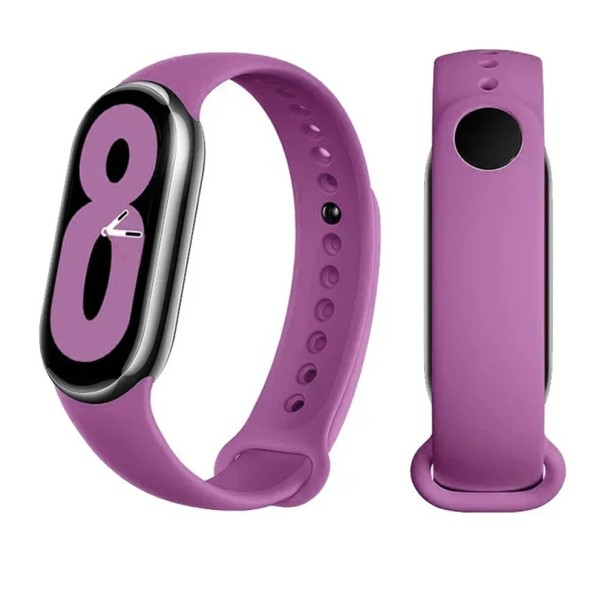 Řemínek na hodinky 22 cm pro Xiaomi Mi Band 9 Smart Mi Band 9 Mi Band 8 Mi Band 8 NFC Silikonový sportovní náhradní pásek Voděodolný řemínek pro Miband 8–9 fialová