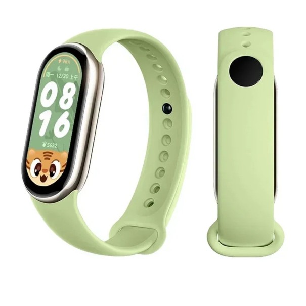 Řemínek na hodinky 22 cm pro Xiaomi Mi Band 9 Smart Mi Band 9 Mi Band 8 Mi Band 8 NFC Silikonový sportovní náhradní pásek Voděodolný řemínek pro Miband 8–9 světle zelená